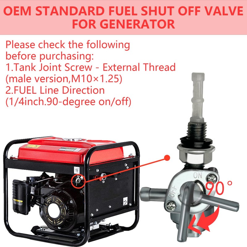Sofo 2 Pack Generator Male Fuel Petcock Shut Off Valve M10X1.25mm with Fuel Strainer Fit for Honda EU2000i EU2200i EU3000iS for Predator 2000 3500 Inverter for Yamaha EF2000iS EF2200iS Gas Tank Switch - Image 5